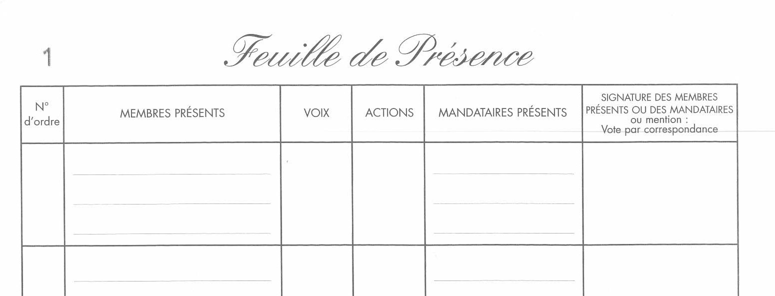 feuille de présence simple