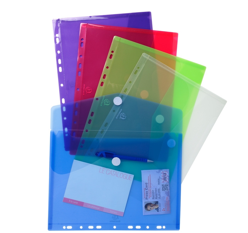 Lot de 10 pochettes perforées A4 - A soufflets avec rabat - Plastique -  Exacompta - Pochettes Plastiques - Protection document