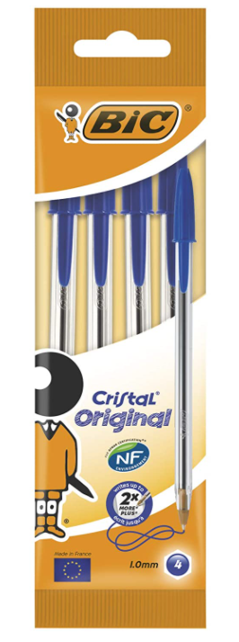 Stylo à bille Cristal Original - Bleu BIC Lot de 4