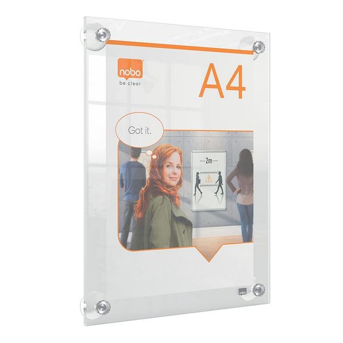 Porte Affiche à Ventouses - Acrylique Transparent - A4 - 261 x 346