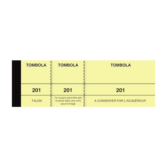 Tickets de Tombola Jaune Carnet de 100 tickets ELVE Coupon détachable