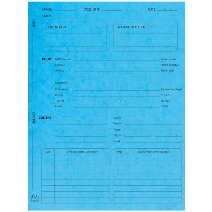Dossier de Procédure Avocat - 25 Chemises - Bleu EXACOMPTA