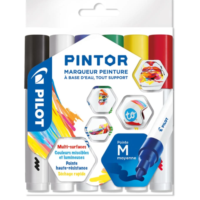Marqueur à pigments - Pointe fine - Classic Mix PILOT Pintor Lot de 6