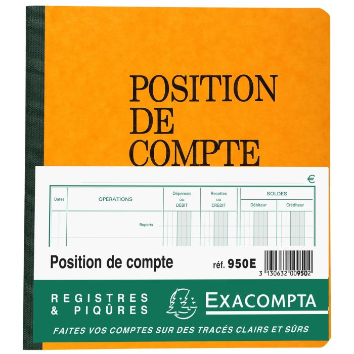Cahier de POSITION DE COMPTE 210 x 190 mm (EXACOMPTA 950E)