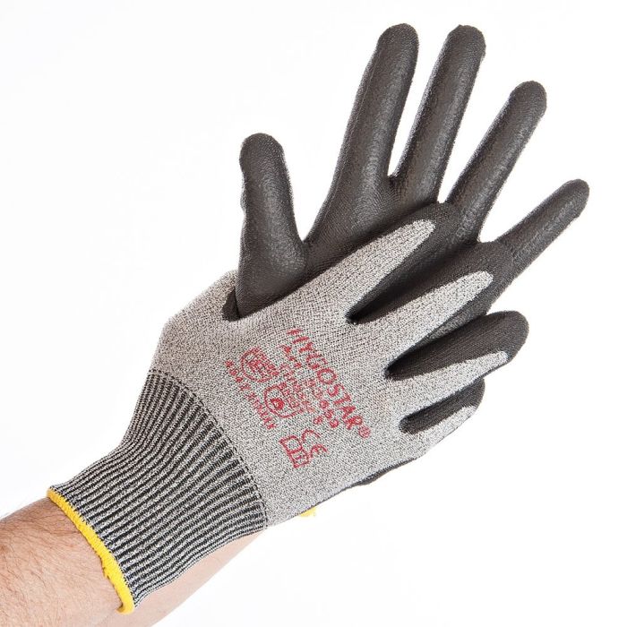 Gants anti-coupure en fibre spéciale tricotée - Gris/Noir - Taille