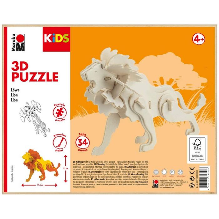 Puzzle 3D en bois - Lion MARABU KIDS