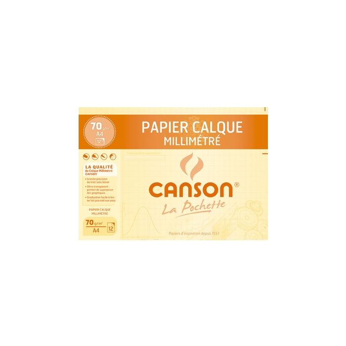 CANSON Lot de 12 Feuilles de Papier Millimétré à traits Marron - A4 (Dessin  technique)