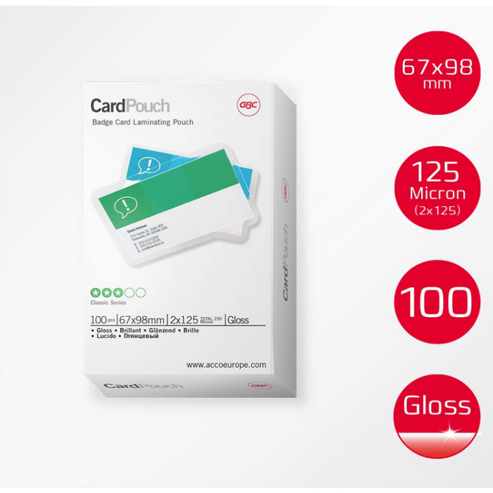 GBC Pochettes à plastifier CardPouch pour cartes de crédit