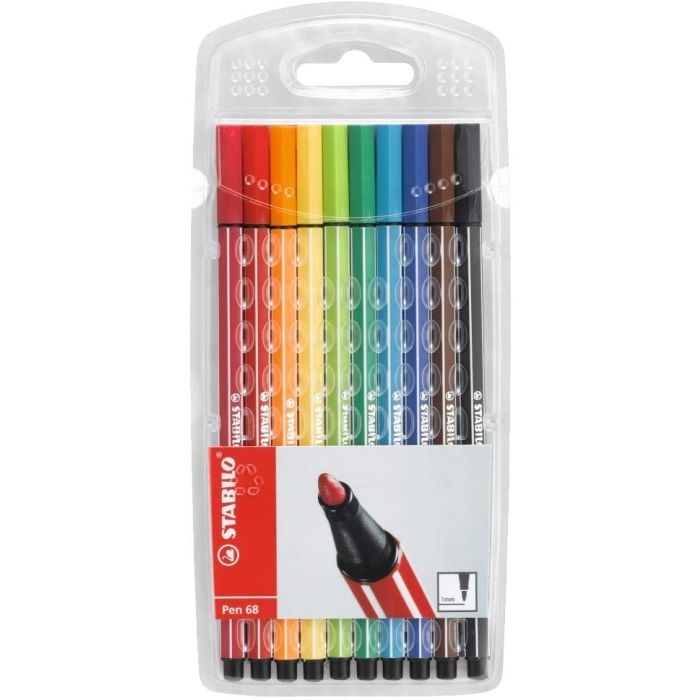 Pen 68 STABILO Lot de 10 stylos-feutres (Dessin et écriture)