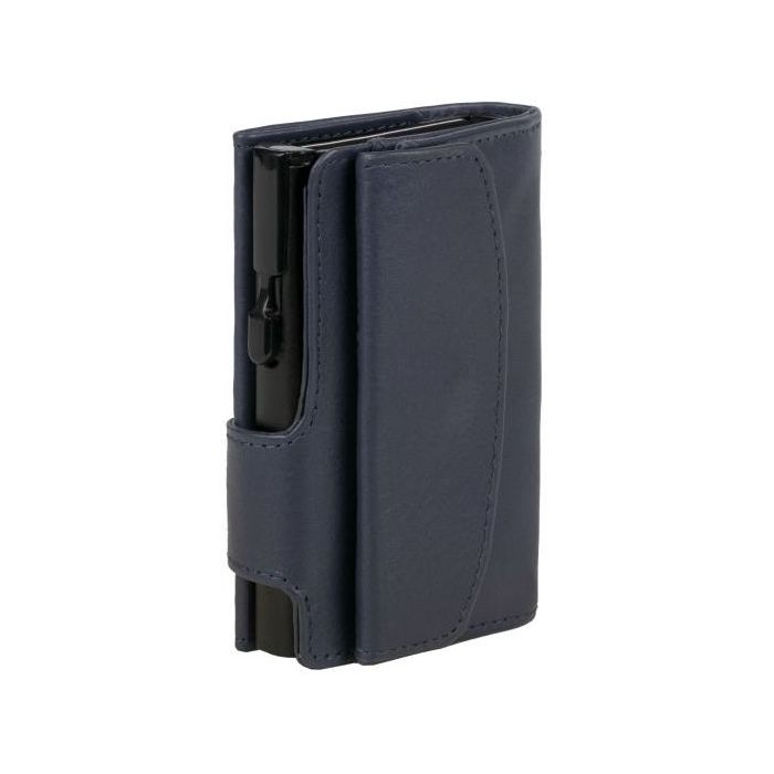 Porte-monnaie avec porte-cartes RFID - Cuir Bleu / Noir CLICKSAFE