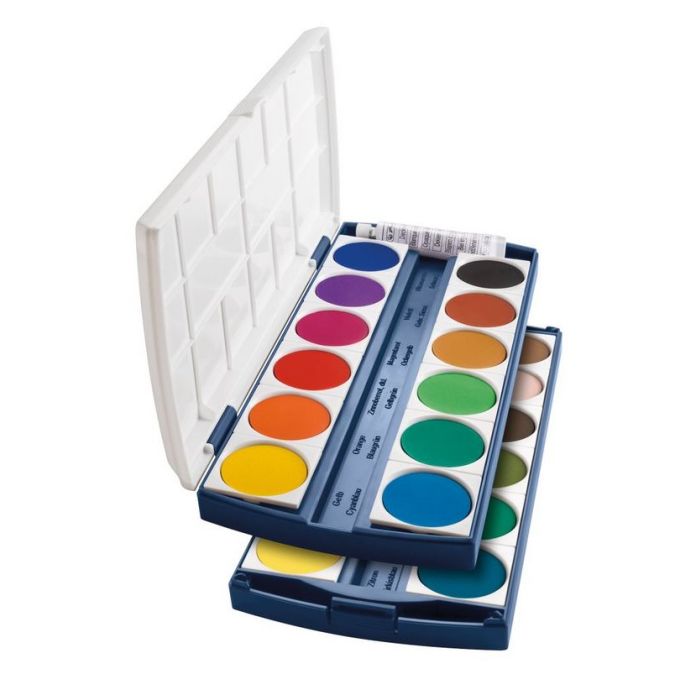 Boîte de peinture - Pastilles de gouache - 24 couleurs HERLITZ