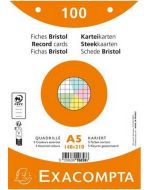 Fiches Bristol quadrillées perforées sous film - 148 x 210 mm - Assortiment EXACOMPTA Lot de 100