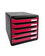 3097284D EXACOMPTA : Module de rangement 5 tiroirs - Big Box Plus - Noir/Framboise glossy