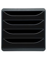 3104214D EXACOMPTA : Caisson à 4 tiroirs - Big Box - Noir/noir glossy