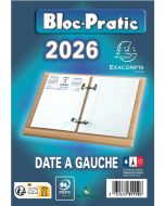 Recharge Bloc éphéméride 2022 Date à gauche EXACOMPTA