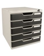 Module de rangement 5 tiroirs - Verrouillable à clé - Modulo - Gris/Noir : EXACOMPTA Office image