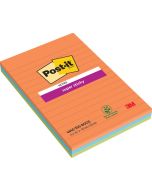 POST-IT Bloc-note adhésif ligné - Assortiment - 101 x 152 mm Super Sticky Lot de 3
