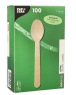Cuillers jetables en bois cirée PAP STAR Pure Lot de 100