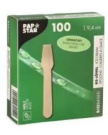 Cuillères à glace jetables en bois ciré - 94 mm PAP STAR Pure Lot de 100