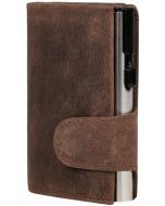 Porte-monnaie avec porte-cartes RFID - Cuir Hunter Brun / Argent CLICKSAFE