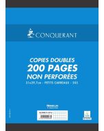 Lot de 200 pages - Copies doubles non-perforées Petits carreaux - 210 x 297 mm : CONQUERANT SEPT Visuel