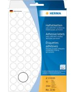 HERMA : Lot de 2464 étiquettes adhésives rondes - 13,0  mm - Blanc