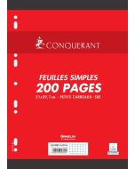 Photo CONQUERANT SEPT : Lot de 100 pages - Feuilles mobiles quadrillées - Blanc - 210 x 297 mm