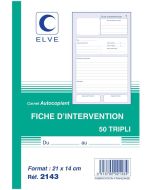 Fiche d'Intervention: Carnet autocopiant Tripli  A5 Manifold 2143 Elve