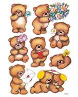 Photo HERMA : Lot de 24 stickers en papier - Ours avec fleurs - 3578