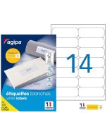 Photo Étiquettes adhésives 99,1 x 38,1 mm - Blanc  AGIPA 118986