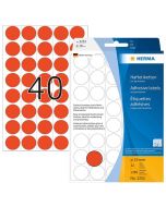 Photo HERMA : Lot de 1280 étiquettes adhésives rondes - 19,0 mm - Rouge