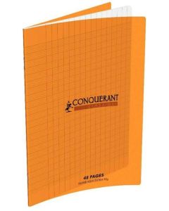 Cahier d'écolier - 48 pages Grands carreaux - 170 x 220 mm - Polypro Orange : CONQUERANT Visuel