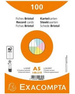 Fiches Bristol lignées sous film - 148 x 210 mm - Vert EXACOMPTA Lot de 100
