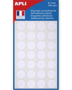 Pastilles adhésives 15 mm Blanc APLI 111840