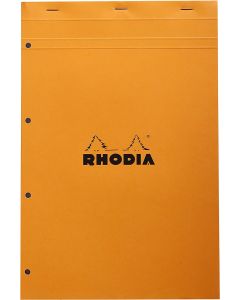 Bloc-notes perforé à petits carreaux - Couverture Orange - 210 x 318 mm A4+ RHODIA N°20 Fermé