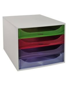 Module de rangement 4 tiroirs - Ecobox - Gris/Arlequin : EXACOMPTA Linicolor image