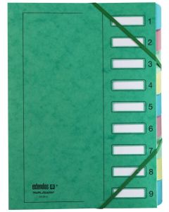 Trieur Papier à élastiques de 9 compartiments - Vert : EXTENDOS Visuel