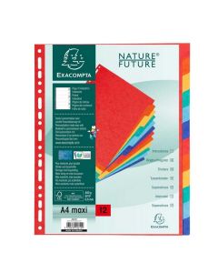 Jeu de 12 Intercalaires A4 maxi en carte lustrée rigide - Assortiment EXACOMPTA 