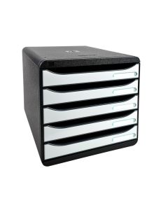 3097213D EXACOMPTA : Module de rangement 5 tiroirs - Big Box Plus - Noir/Blanc glossy