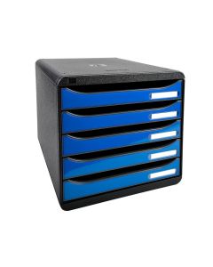 3097279D EXACOMPTA : Module de rangement 5 tiroirs - Big Box Plus - Noir/Bleu glacé glossy