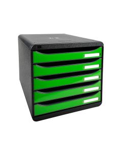 3097295D EXACOMPTA : Module de rangement 5 tiroirs - Big Box Plus - Noir/Vert pomme glossy