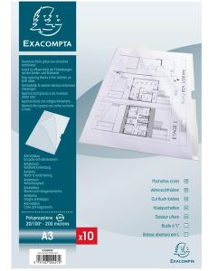 EXACOMPTA : Pochettes à coins A3 - Cristal 325005E