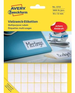 AVERY 3312 Etiquettes adhésives 18 x 12 mm - Blanc