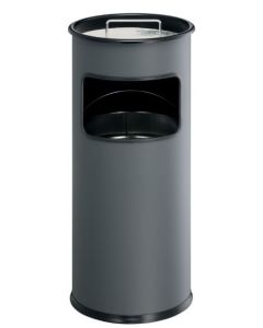 Corbeille à Papier ronde avec cendrier - 17 litres - Anthracite DURABLE METAL