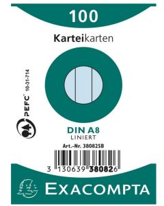 Fiches Bristol lignées sous film - 55 x 74 mm - Bleu ciel EXACOMPTA Lot de 100