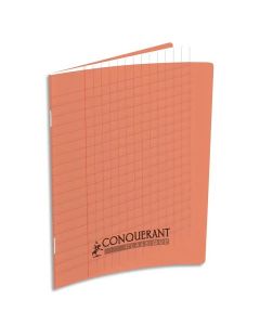 Cahier d'écolier 170 x 220 mm Grands carreaux 96 pages - Polypro Abricot CONQUERANT
