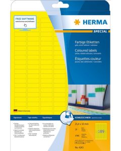 Étiquettes adhésives jaunes 25,4 x 10 mm HERMA 4243