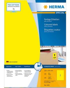 4401 HERMA : Étiquettes adhésives - Multi-usages - 210 x 297 mm - Jaune