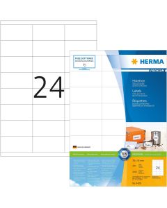 Étiquettes adhésives - 70 x 35 mm - Blanc : HERMA Premium Lot de 2400 Image