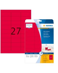 Étiquettes adhésives - Rouge fluorescent - 63,5 x 29,6 mm HERMA 5045